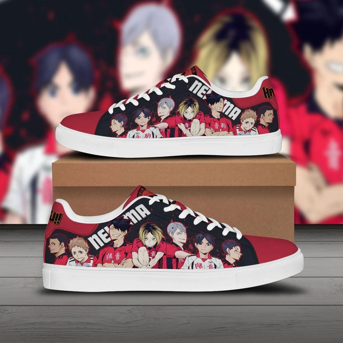 haikyuu volleybal shoes nekoma high skateboard low top custom anime sneakers