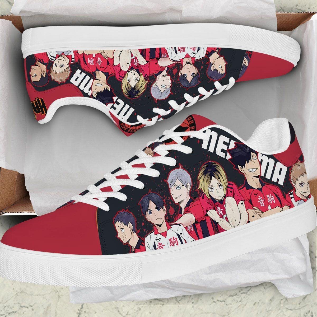 haikyuu volleybal shoes nekoma high skateboard low top custom anime sneakers