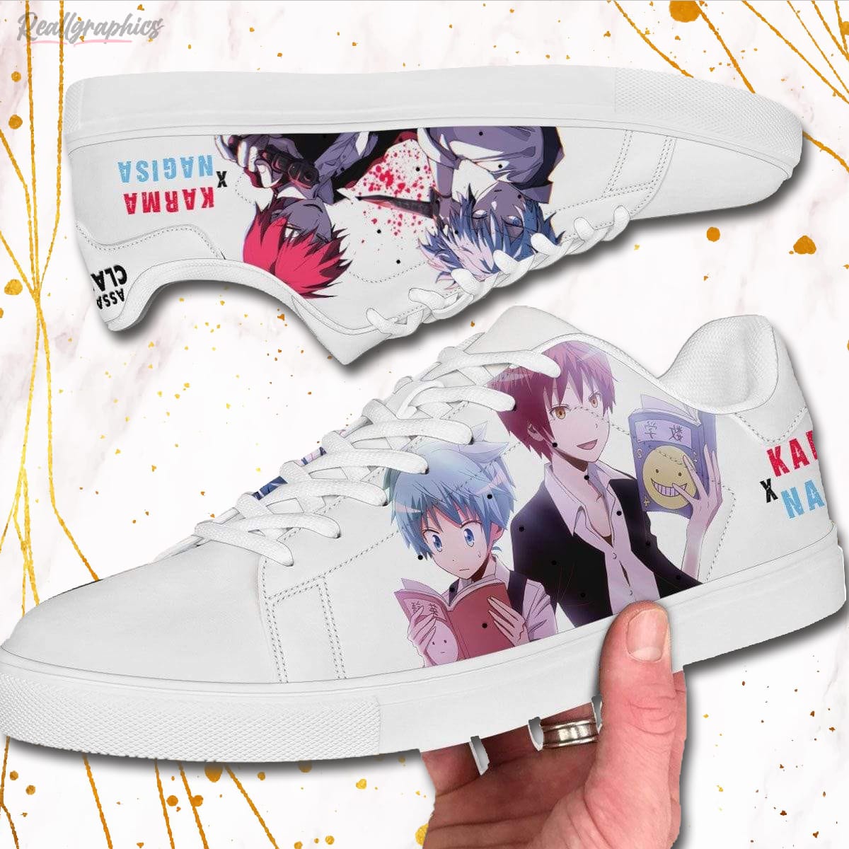 Karma and Nagisa Skate SneakersAssassination Classroom Custom Anime Shoes -  Reallgraphics