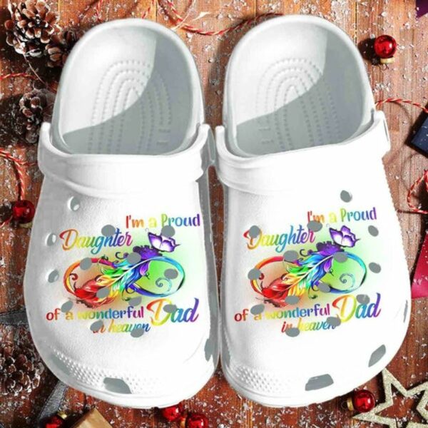 pround daughter of wonderful dad heaven butterfly shoes clog for women b3egcp
