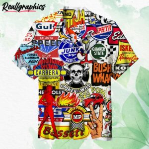 racing car labeling 3d hawaiian shirt yetisk