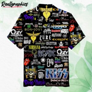 rock band collage label hawaiian shirt kbctse