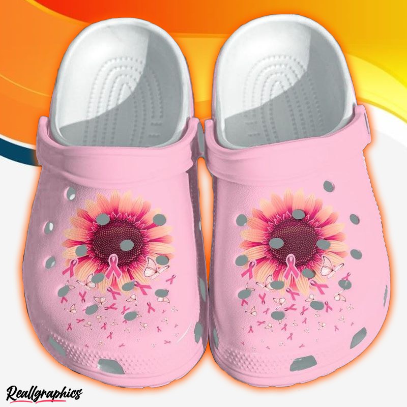 sunflower breast cancer awareness merch shoes classic clog butterfly we wear pink