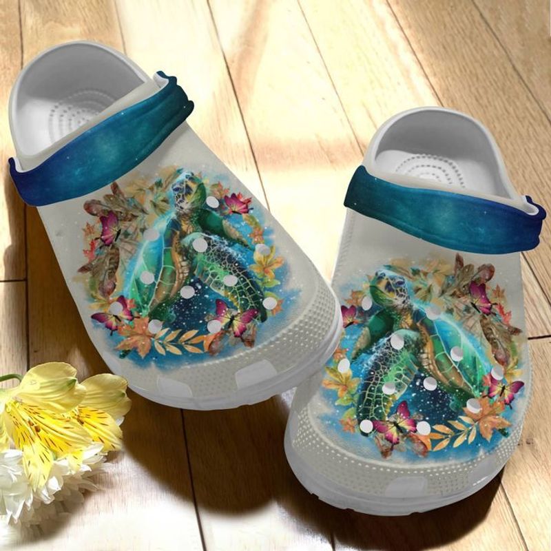 turtle & butterflies classic clog, sea turtle in the ocean classic clog, turtle classic clog