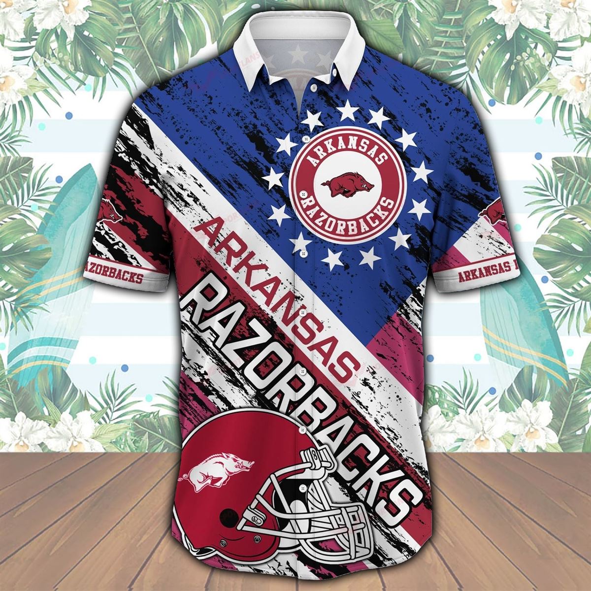 NCAA Arkansas Razorbacks Flower Button Up Hawaiian Shirt 3D Shirt, Arkansas  Razorbacks Gift - T-shirts Low Price