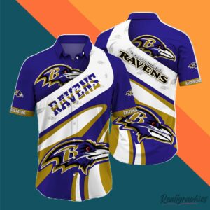 Baltimore Ravens Button Up Shirt Short Sleeve - Reallgraphics