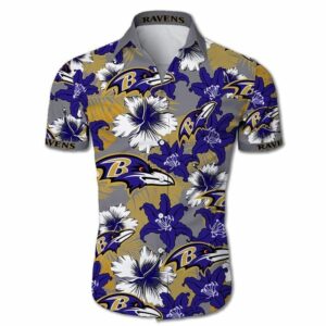 baltimore ravens hawaiian shirt tropical flower short sleeve 1 z2lp2t