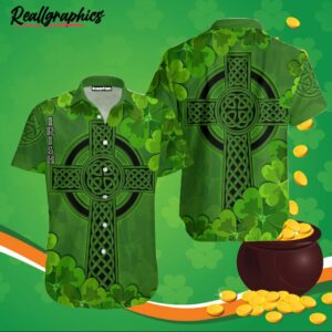 celtic cross and shamrock pattern irish st patricks day hawaiian shirt 1 zoppjl