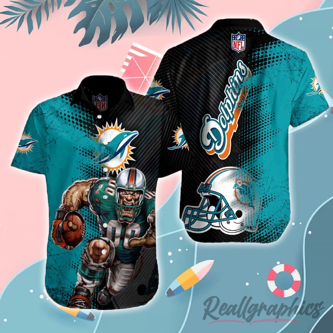 Miami Dolphins Mascot Button Shirt - Reallgraphics