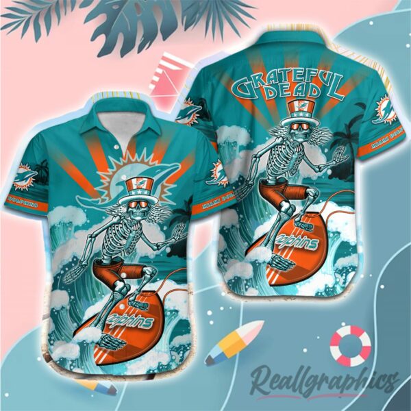 miami dolphins skeleton surfing button shirt qnh0ug