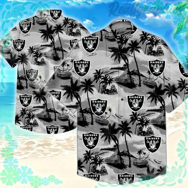 oakland raiders hawaiian shirt tropical flower short sleeves ritagg