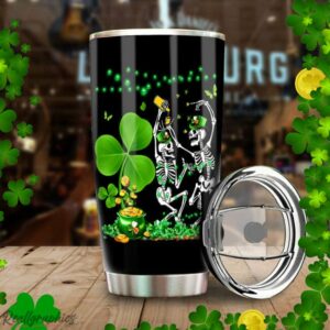 happy st patricks day skeleton stainless steel tumbler cup blxvgm