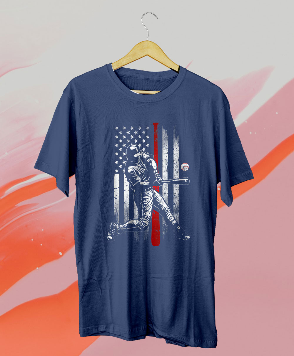 Retro American Flag 5th Birthday Vintage Baseball Shirt