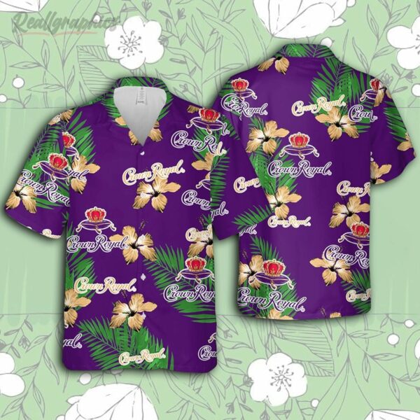 crown royal whiskey hawaiian hibiscus flower pattern tropical beach shirt hawaiian beer shirt jkt4w