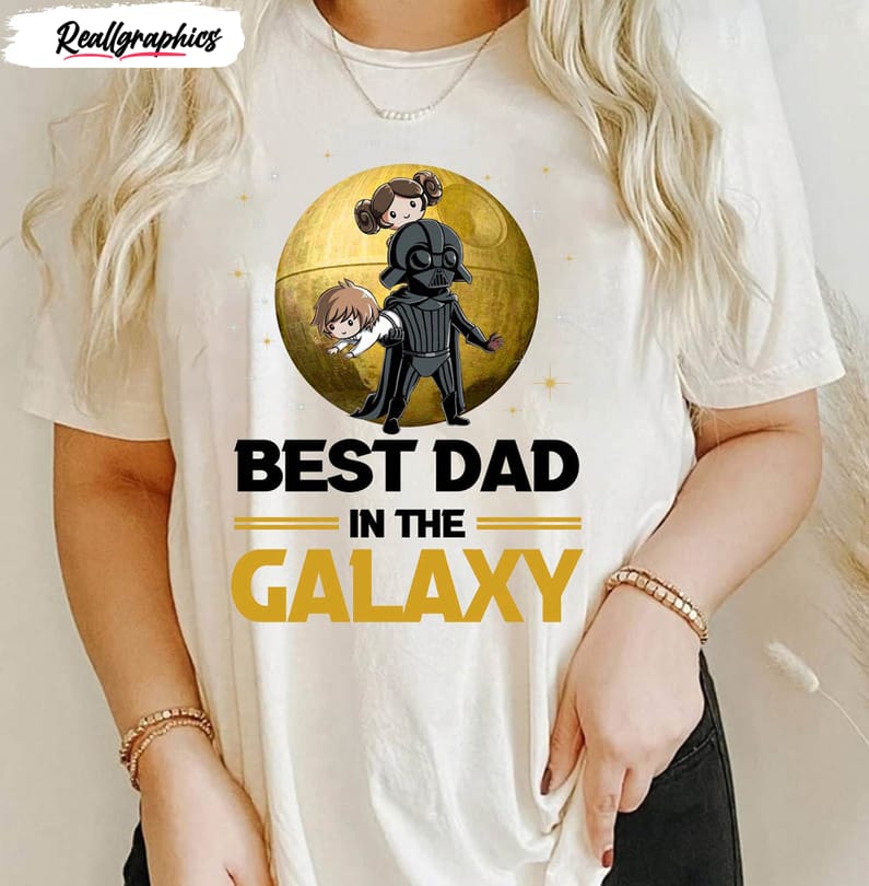 best dad of the galaxy with son and daughter shirt