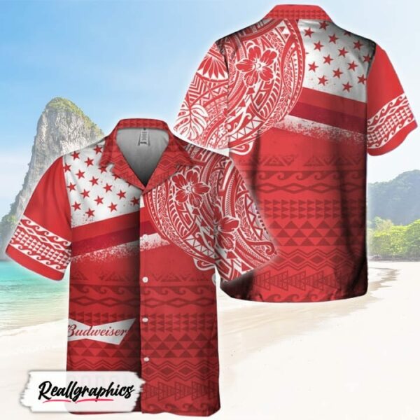 polynesian red budweiser beer hawaiian shirt shirt for summer velfir