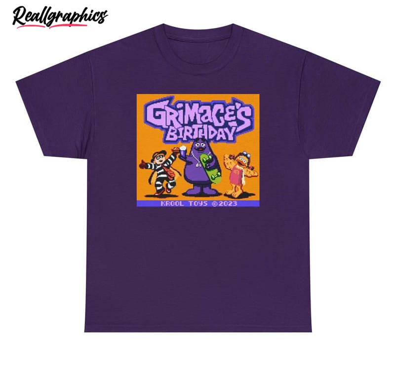 grimace's birthday party shirt, funny hbd grimace unisex hoodie