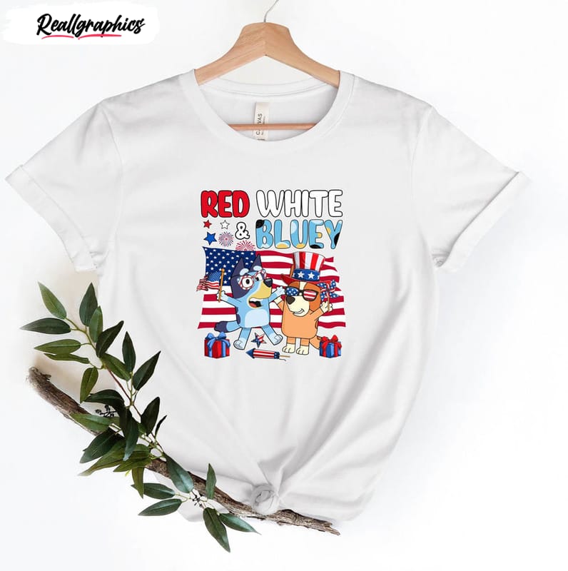 independence day red white bluey shirt