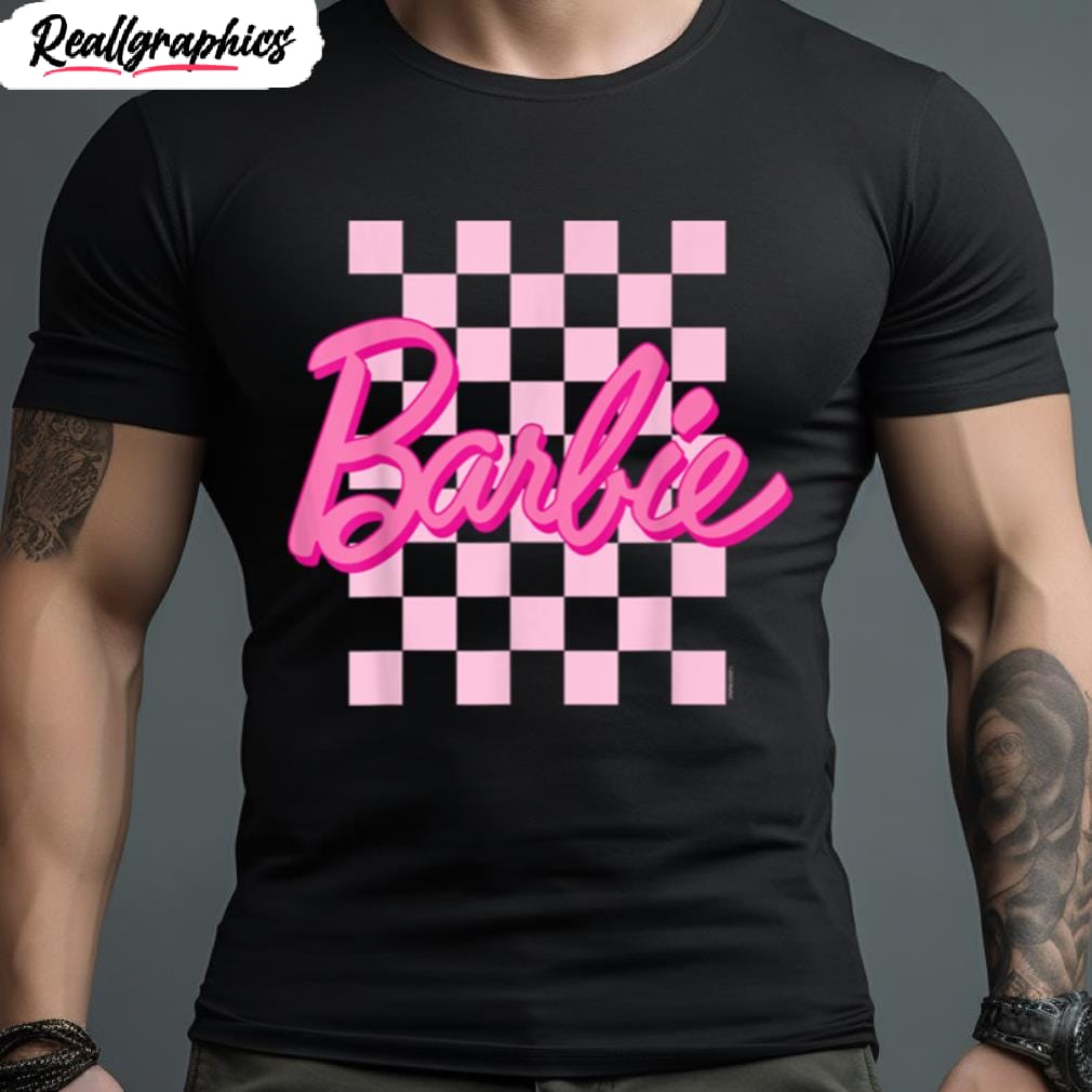 Barbie - Barbie Logo Checkered Background Short Sleeve T-Shirt for Women, Small