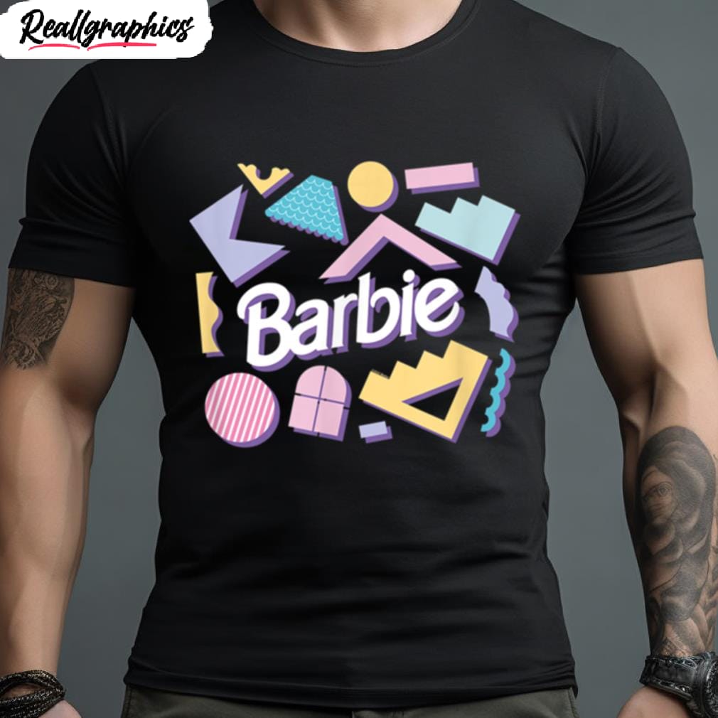 barbie logo pastel 80's shapes t shirt