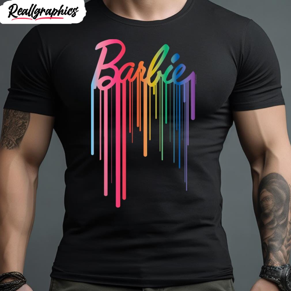 barbie logo rainbow drip t shirt