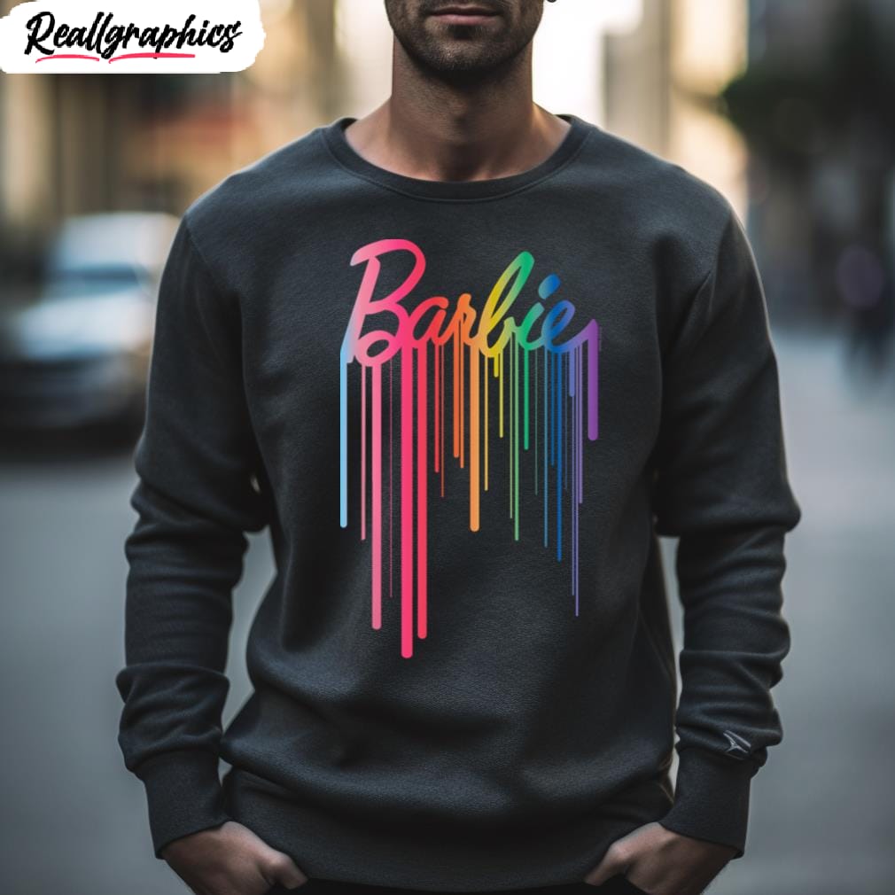 barbie logo rainbow drip t shirt