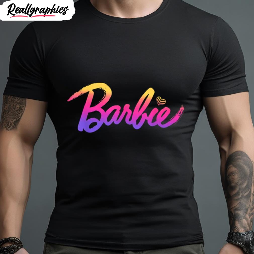 barbie pink gradient logo t shirt