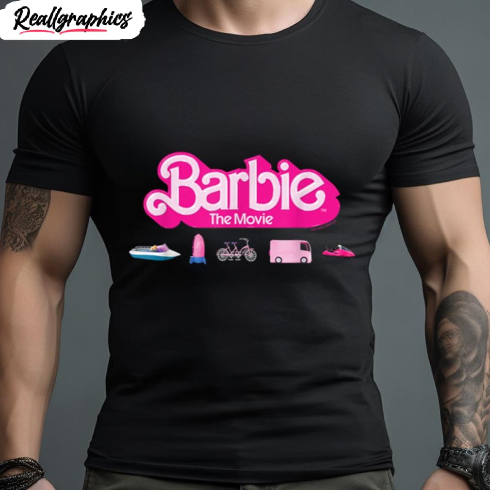 barbie the movie transportation vehicles t shirt