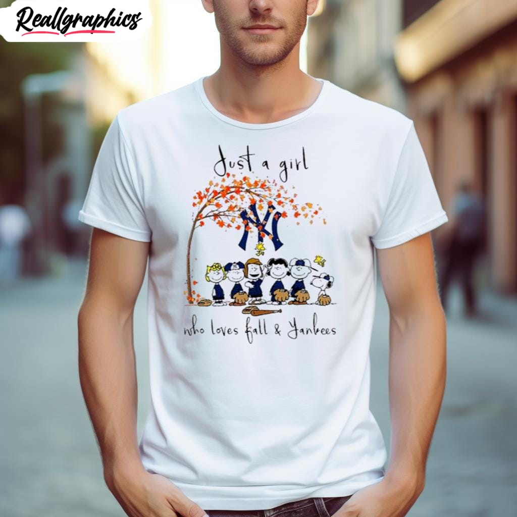 The Peanuts Just A Girl Who Loves Fall New York Yankees Shirt -  Reallgraphics
