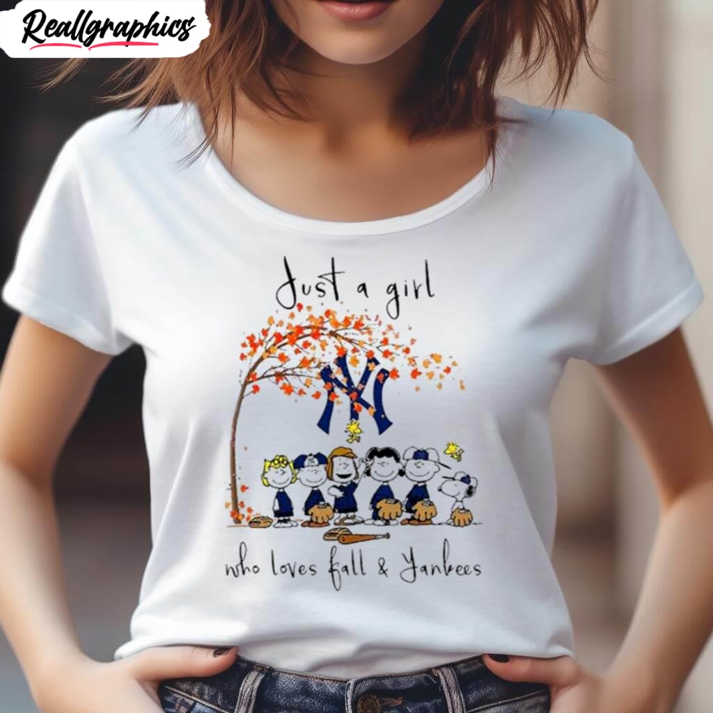 The Peanuts Just A Girl Who Loves Fall New York Yankees Shirt -  Reallgraphics