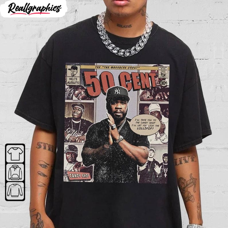 50 cent retro shirt, the massacre album world tour crewneck tee tops