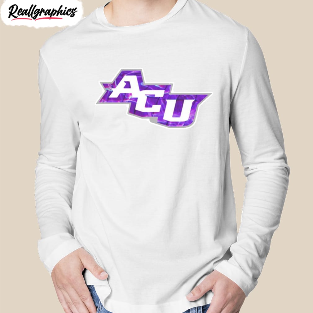 abilene christian university logo purple print shirt