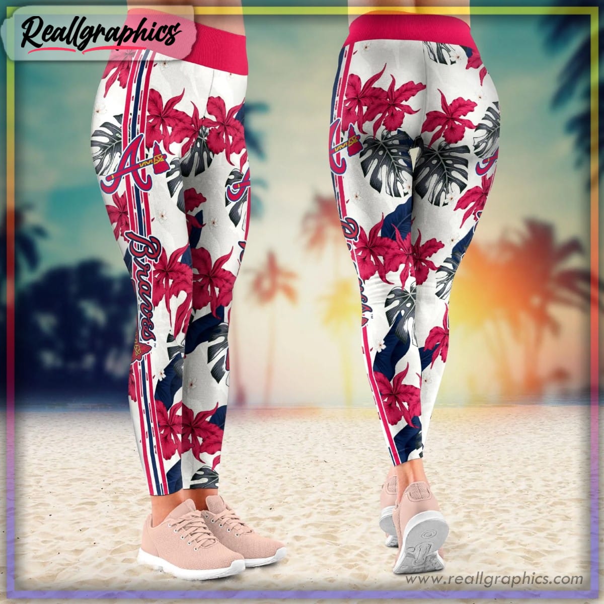 Atlanta Braves MLB Summer Flower Leggings - Reallgraphics