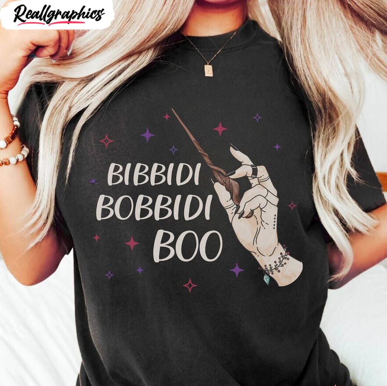 bibbidi bobbidi boo shirt, retro witchy halloween long sleeve unisex t shirt