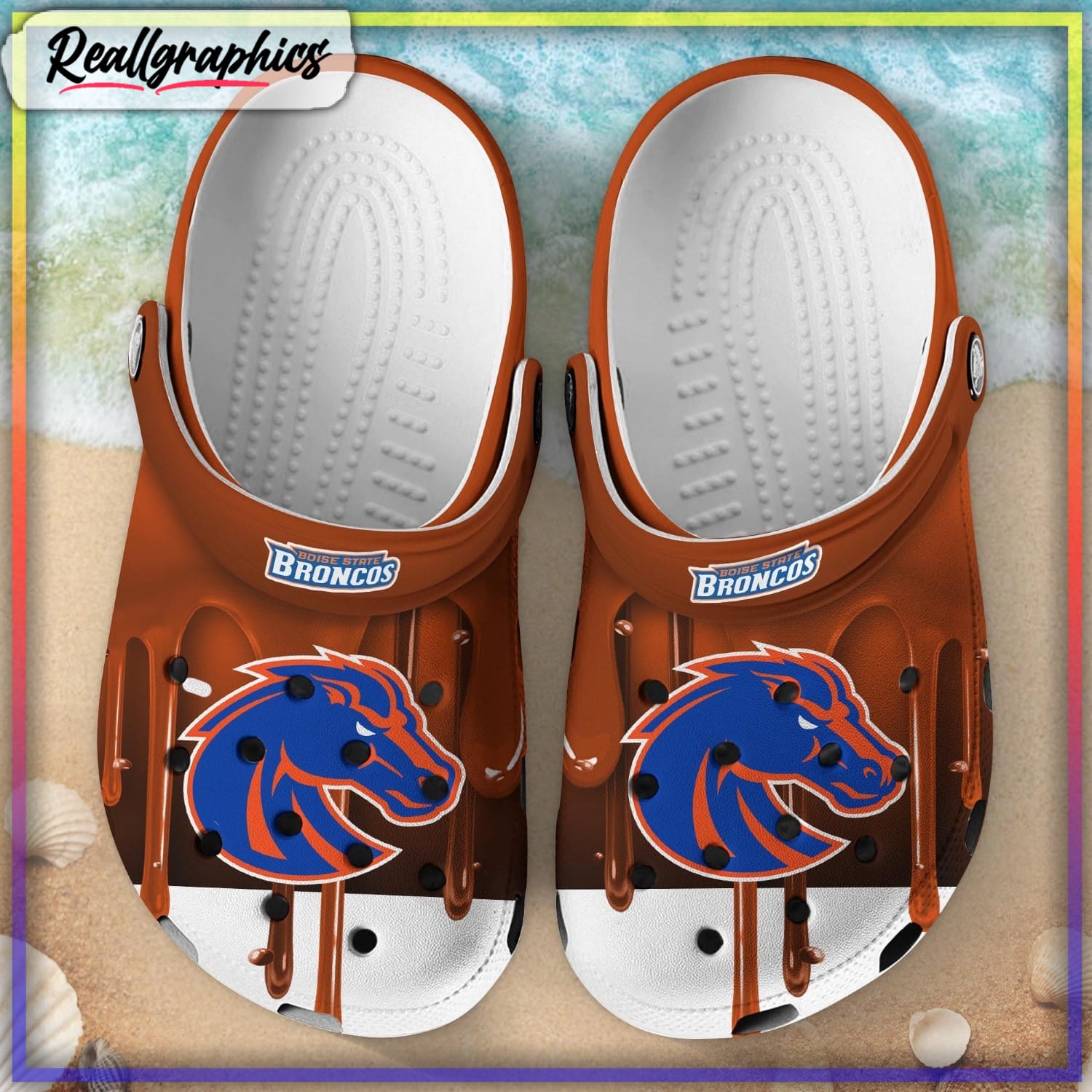 Boise State Broncos Melting Paint Pattern Crocs - Reallgraphics