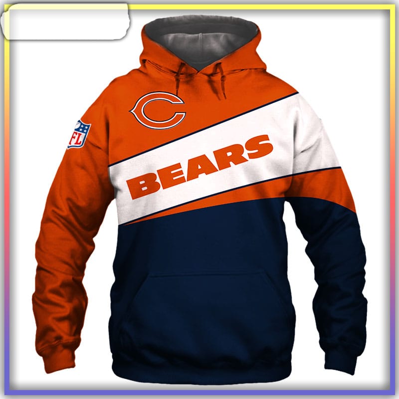 Chicago Bears Zip Hoodie 3D Long Sleeve Pullover New Season - Reallgraphics