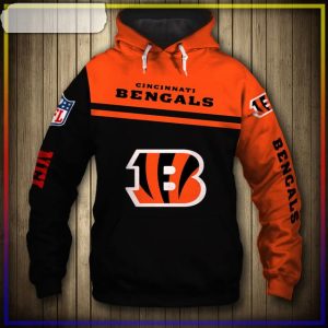 Cincinnati Bengals Logo Football 3d Hoodie NFL Thunder 3d Sweatshirt