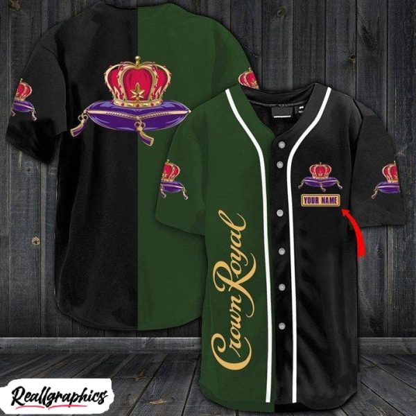 crown royal logo green-black baseball jersey shirt
