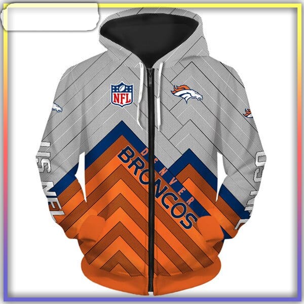 Denver Broncos Logo Football 3D Camo Hoodie Nfl 3D Sweatshirt