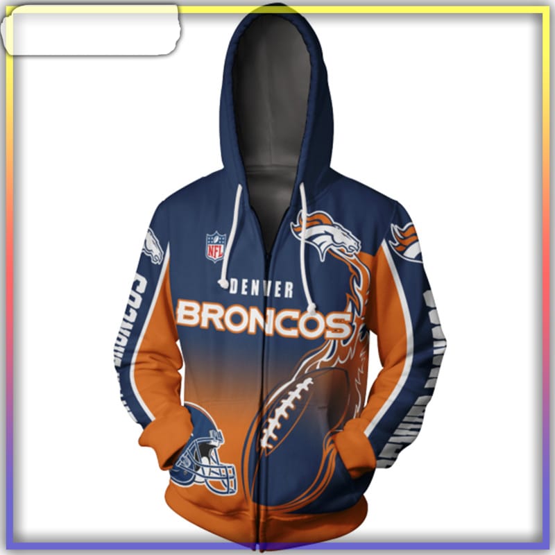 denver broncos zip up hoodie