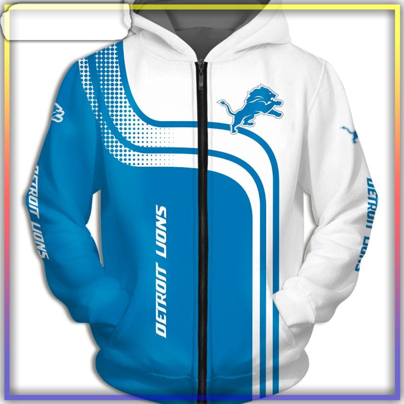 Detroit Lions NFL Blue Unisex Hoodie, Zip Hoodie 3D All Over Print For Fans