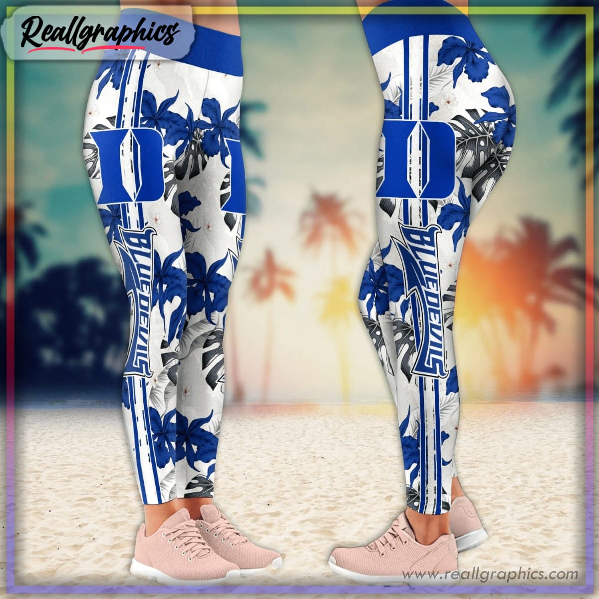 duke blue devils ncaa summer flower leggings