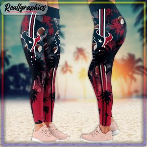 houston texans nfl summer flower pattern leggings, custom football leggings for women