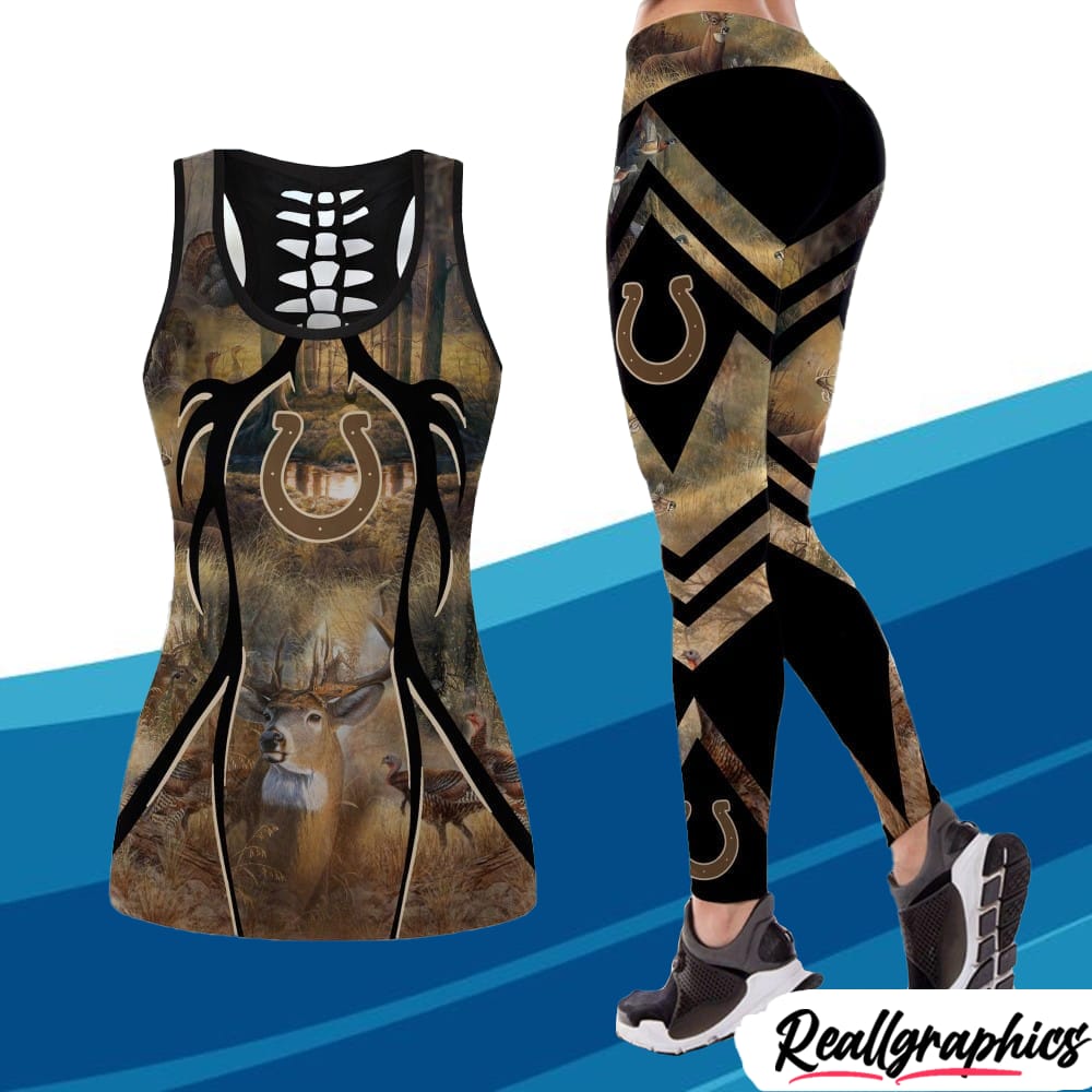 Indianapolis Colts Deer Hunting Pattern High Waisted Leggings and Tank Top  - Reallgraphics