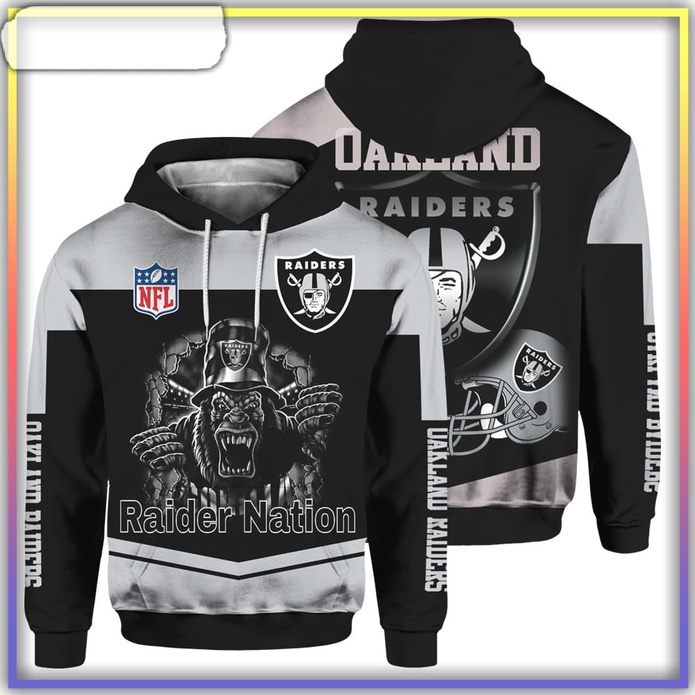 15% OFF NFL Hoodies 3D Skull Oakland Raiders Hoodie Sweatshirt