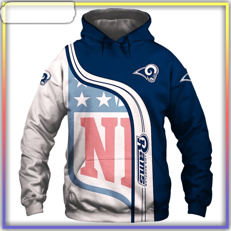 Los Angeles Rams Hoodie Graphic Heart Ecg Line - Reallgraphics