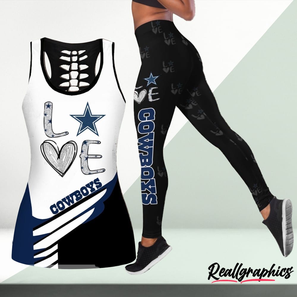 Dallas Cowboys Leaf Camouflage High Waisted Leggings and Tank Top -  Reallgraphics