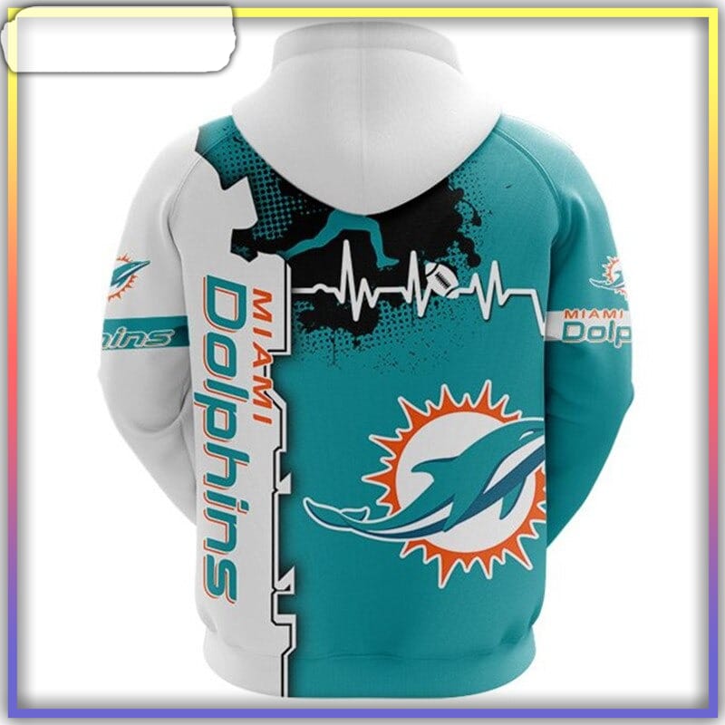 NEW FASHION 2023 Miami Dolphins T-shirt graphic heart ECG line