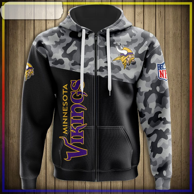 Minnesota Vikings Military Hoodies 3D Shirt Long Sleeve New Season