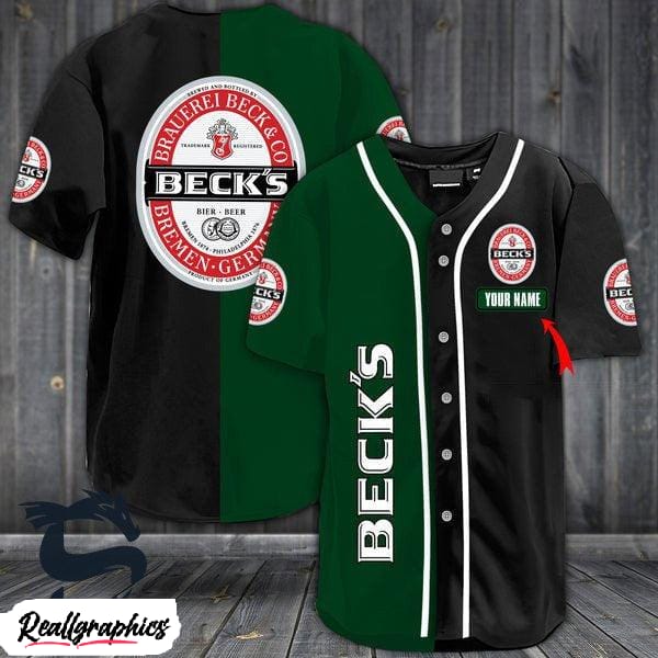 Personalized Beck's Beer Green-Black Printed Jersey Shirt - Reallgraphics